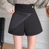 Petite Wide-Leg Bootcut Skirt-Pants: New Autumn/Winter A-line Irregular Black Outerwear Shorts