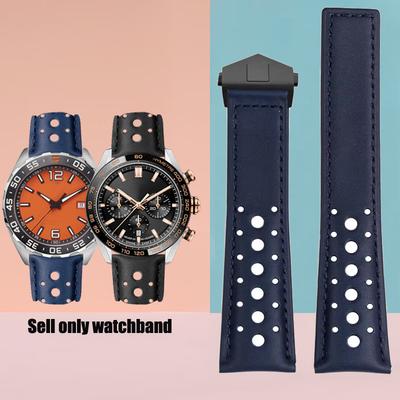 Pasek do zegarka ze skóry naturalnej 22 mm Do TAG HEUER MONACO CARRERA CBL2115 Męski skórzany oddychający pasek do zegarka Składana klamra Bransoleta