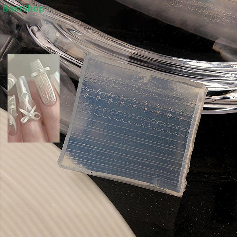3D Silicone Nail Art Mold Bow Lace Lines Design DIY Nail Decor Transparent Manicure Template