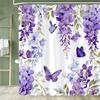 1pc Beautiful Blue Butterfly Shower Curtain Floral Bathroom Contain Decoration Printed Polyester Fabric Contains 12 Hooks
