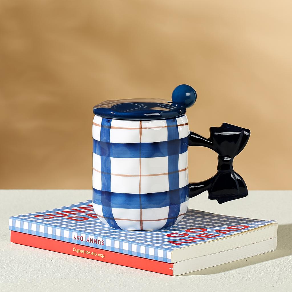 Girl Couple Ins Style with Cover Spoon Ceramic Cup for Home Use Set of Office Mug High Value Water Cup for Students