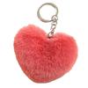 Duolingo Faux Rex Rabbit Fur Heart Keychain: Cute Pendant for Bags & Cars