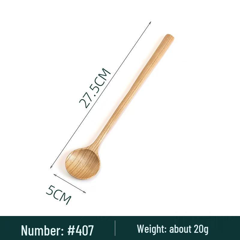 Long Handle Wooden Spoon - Japanese Korean Style for Seasoning, Honey, Stirring, and Coffee - Thin Handle Tableware.