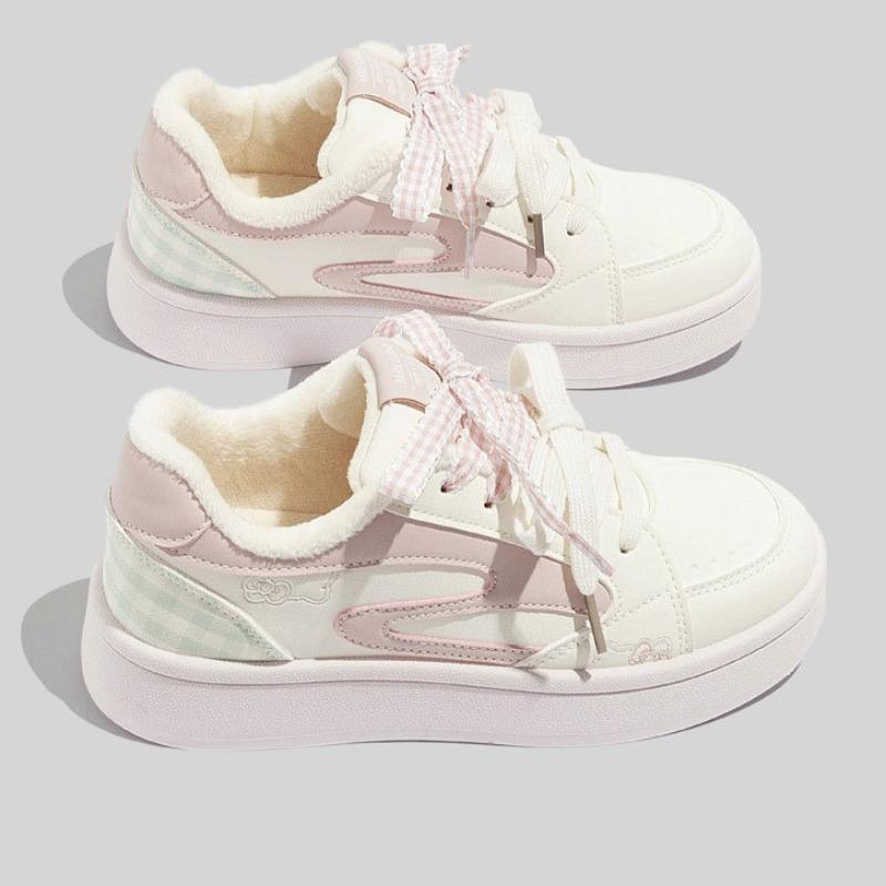 Fleece-lined Warm Sneakers Stylish Versatile Casual Thick-soled Double-cotton Shoes