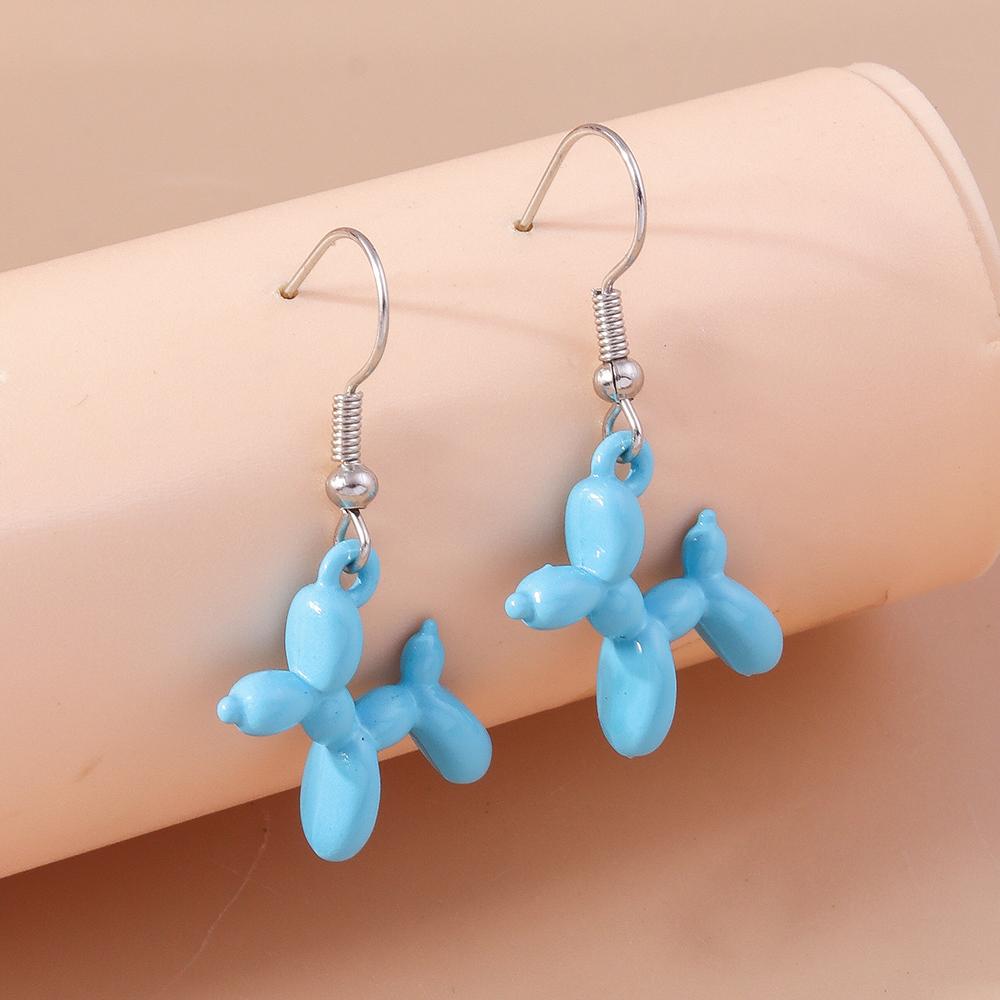 Cute Candy Color Balloon Dog Earrings for Women Girls Cartoon Animal Drop Earrings Jewelry Gifts