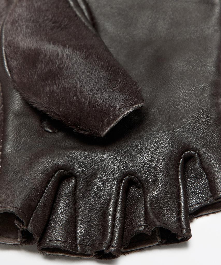 MASSIMO DUTTI Biker Style Fur Leather Gloves