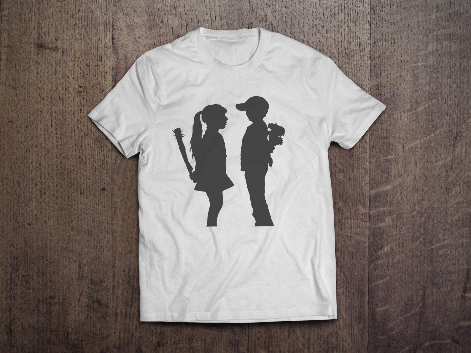Banksy Girl and Boy Real Love Graffiti Art / Heavyweight cotton unisex T shirt with print tee top M