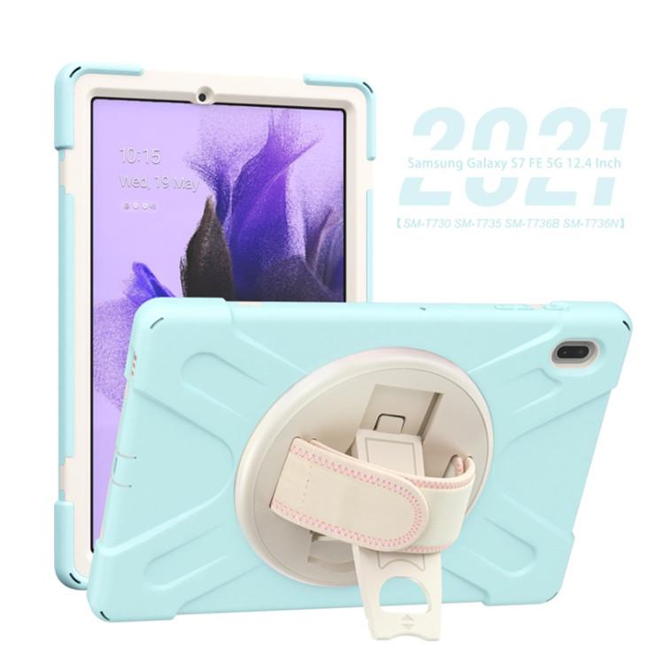 Full Body Shockproof Tablet Cover for Samsung Galaxy Tab S7 FE 12.4 T730 With Hand Strap Rotating Kickstand