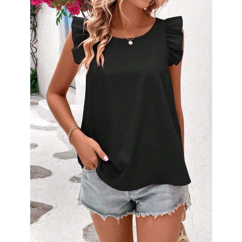 

Женский летний жилет, модный эластичный топ без рукавов с рукавами-крылышками сзади 2XL чёрный