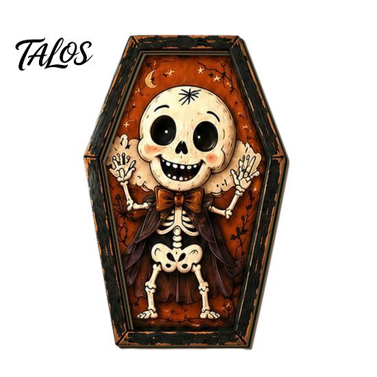 Spooky Fireplace Accents Vintage Halloween Wooden Table Decoration, Rustic Black Cat Ghost Skeleton Pumpkin Decorations Desktop Block Sign for