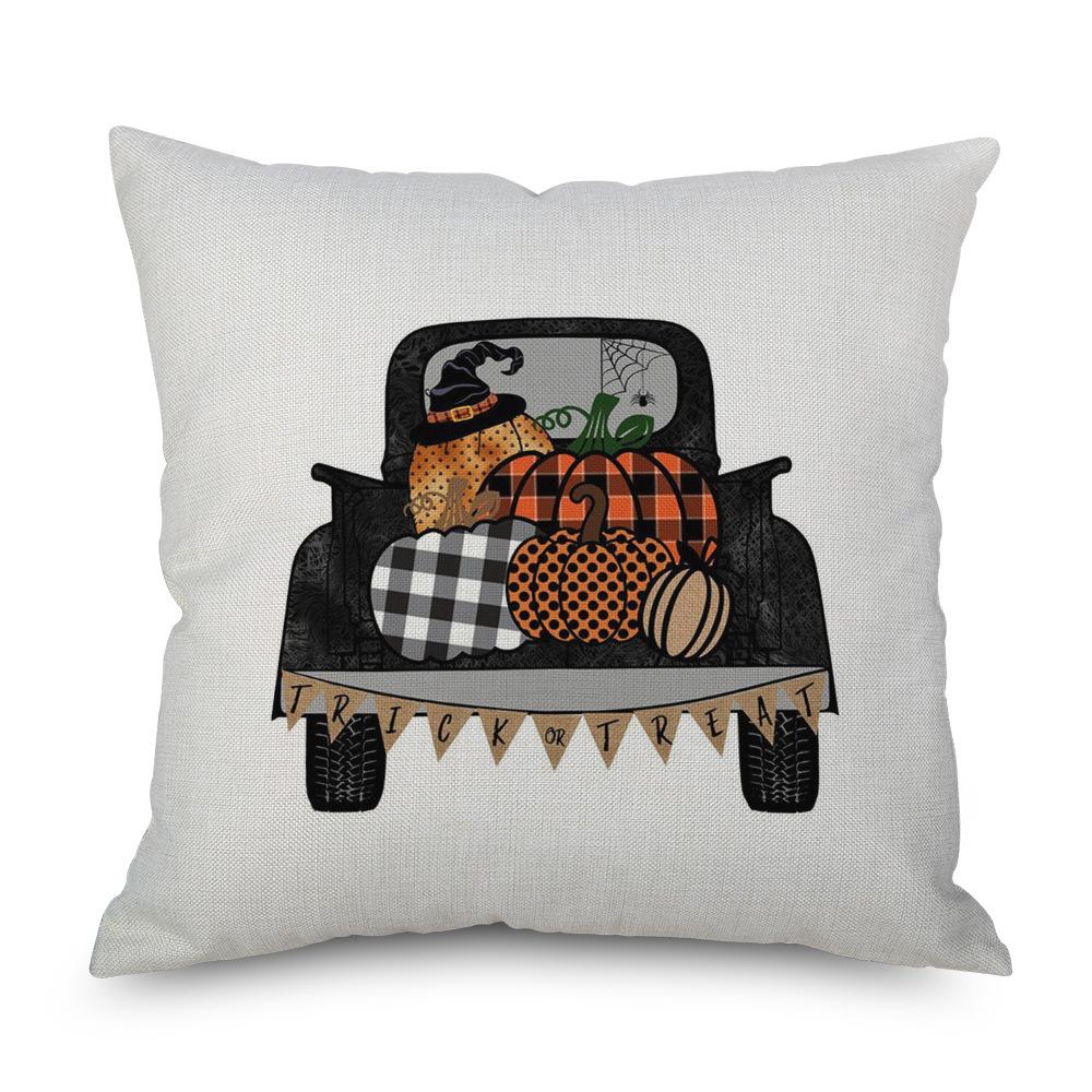 Halloween Linen Pillowcase Pumpkin Plaid Pillow Case for Bedroom Room Aesthetics Pillow Cover Luxury Designer Cushion Cover