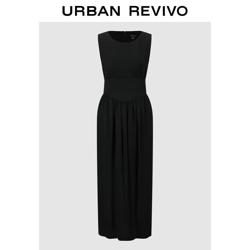 UR2026 Pleated Round Neck Sleeveless Dress XS