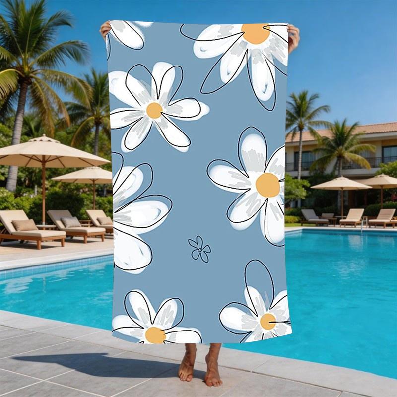 Groovy Retro Daisy Floral Microfiber Beach Towel Oversized Extra Large Sand Free Pool Towels Quick Dry Super Absorbent Blanket