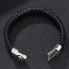 Men's Retro Anchor Leather Bracelet with Magnetic Clasp - Stainless Steel Wristband Accessory