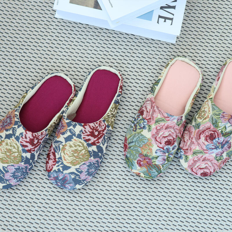 Retro jacquard indoor living room slippers, choose one of two colors Pink Women s 265mm