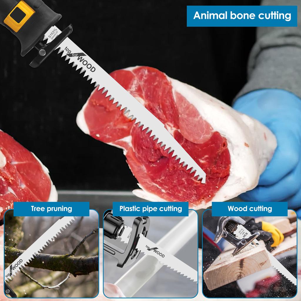 12PCS Reciprocating Saw Blade Wood Pruning Saw Blade 6/9 Inch 6/5tpi High Carbon Steel for Cutting Plywood Plastic Plate Ribs