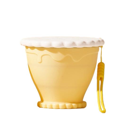 Collapsible Travel Cup with Lid Cookie Design Silicone Folding Cup Portable Reusable Drinking Cup for Camping Hiking Picnics