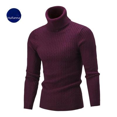 Nuovo maglione a collo alto da uomo per autunno e inverno, maglia a tinta unita per il commercio transfrontaliero.