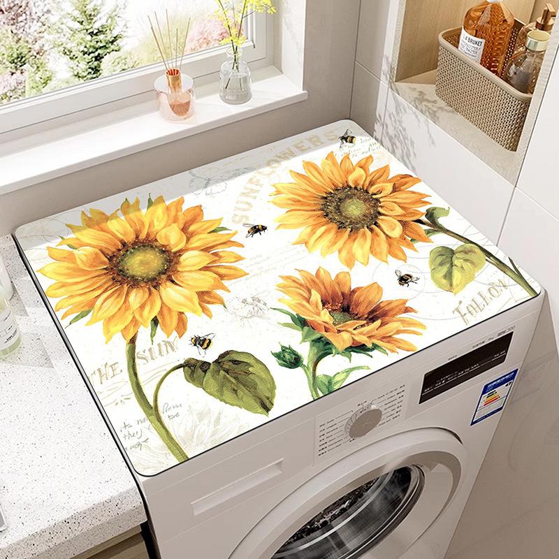 Retro Washing Machine Covers Kitchen Absorbent Coffee Machine Refrigerator Cover Pad Drain Pad Microwave Oven Insulation Pad