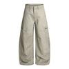Light Gray American Retro Scimitar Pants Tooling Zipper Pocket Casual Pants Loose Versatile Wide Legs Mopping Long Pants
