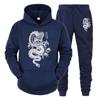 Men's And Women's Long Sleeves Set Hoodie+Pant Spring Winter Dragon Print Casual Sweatshirt Sportwear Men Clothing