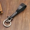 Simple Handmade High Quality Cowhide Keychain Lanyard Retro Copper Horseshoe Buckle Key Ring Pendant Gift