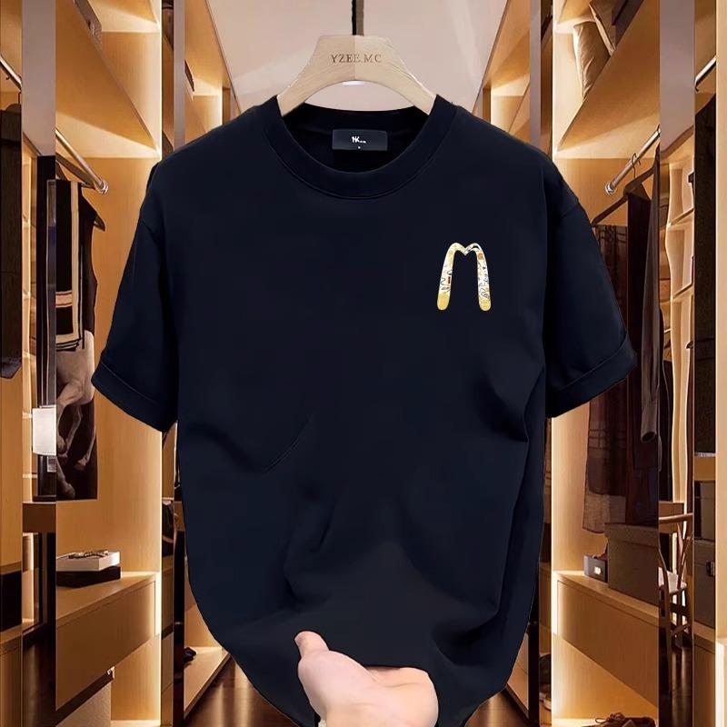 

Men s M-shaped Pattern Simple Pure Cotton Sports and Comfortable Round Neck Short Sleeved T-shirt 3XL чёрный