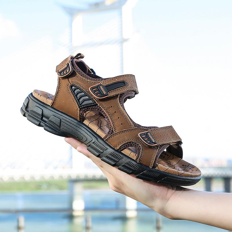 Fashion Genuine Leather Men's Sandals Summer Outdoor Non-slip Hiking Trekking Shoes for Men Beach Slippers Casual Sneakers 2025
