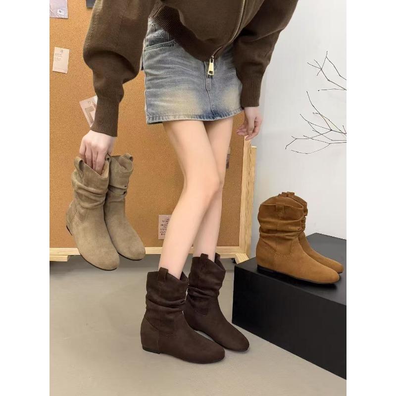 Flat-bottomed wasteland short boots women's summer new Martin boots stacking boots autumn and winter western cowboy boots