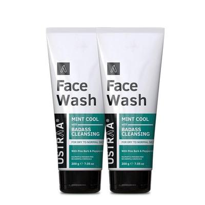 Face Wash - Mint Cool - For Dry To Normal Skin - 200g X 2 (Set of 2) | Reduces Moisture Loss | Removes Dirt & Dead Skin
