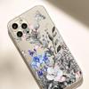 Drop-Proof Transparent Blue-Purple Flower Case for iPhone 14/15/16/17 Pro Max