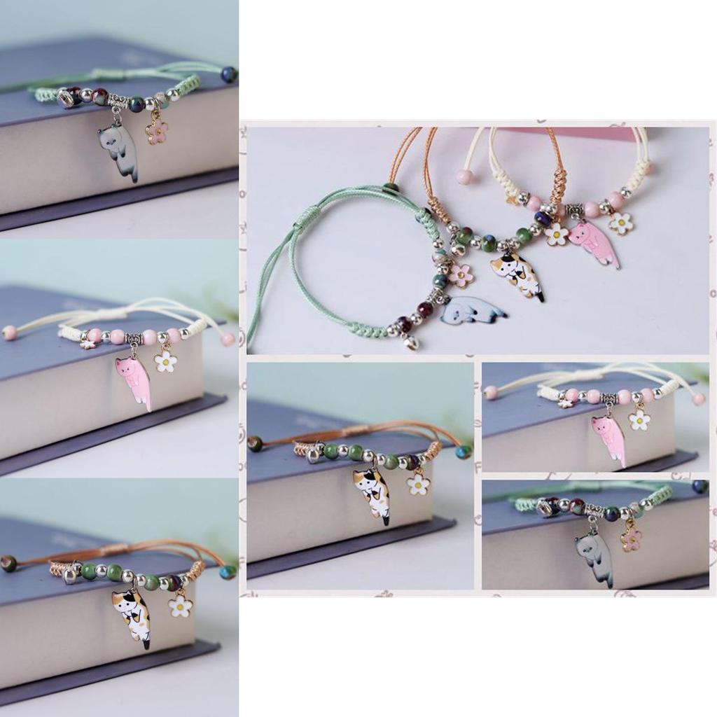 Minimalist Cat Charm Bracelet With Alloy And Woven Cord For Womens Fashion And Gift