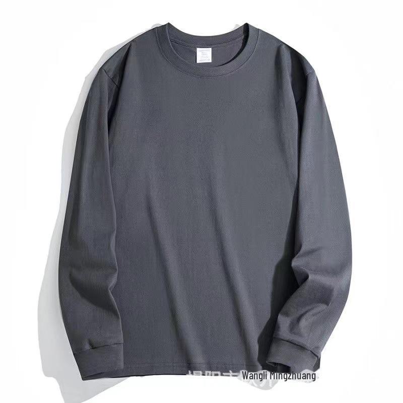 Unisex Japon 270g Ağır Kumaş Uzun Kollu Pamuklu Tişört - Sonbahar/Kış İçin Düz Beyaz