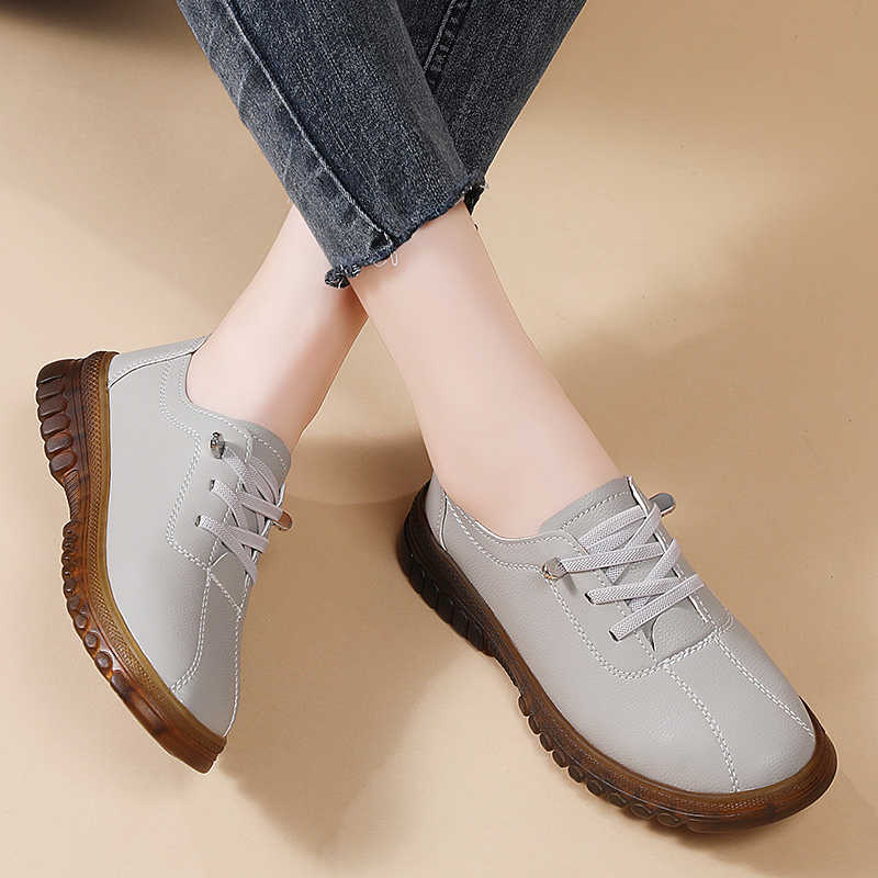 Fashion Natural Leather Elastic Band 38 Size Sneakers Vulcanize Women's Moccasin Brand Women Shoes Sports Tenya Loffers Hand Made