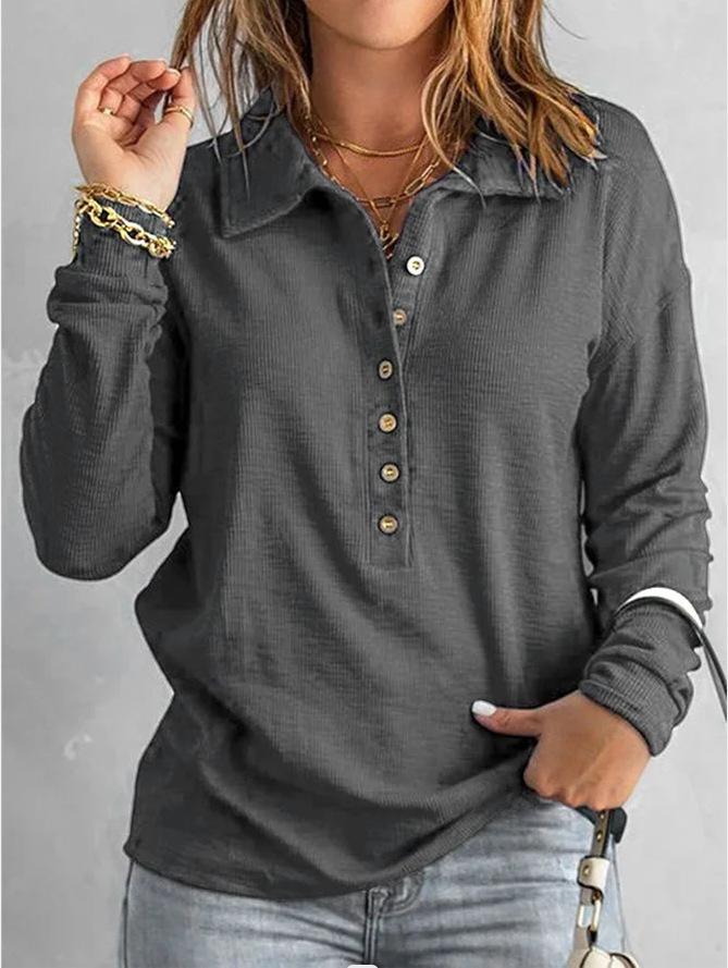 Temperament Woman Shirt Street Loose Shirt Woman Print Button Top Ladies Weekend S серый