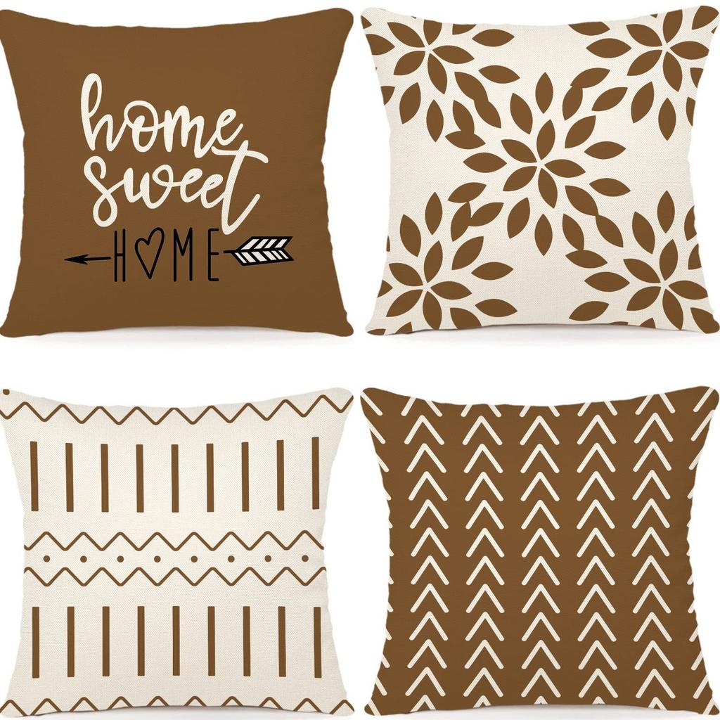 Modern Sofa Bay Window Cushion Cover Outdoor Linen Fabric Cushion Set