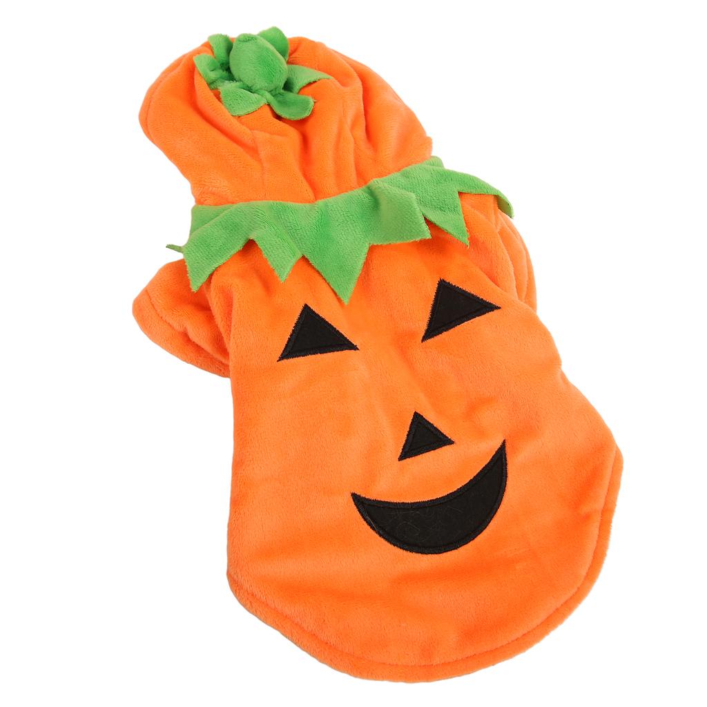 Halloween Pumpkin Dog Clothes Cute Warm Dog Costume for Medium Large Dogs Autumn Winter Orange XL