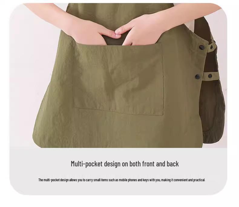 Unisex Japanese Water-Repellent Work Apron for Kitchen, Home, and Cafe