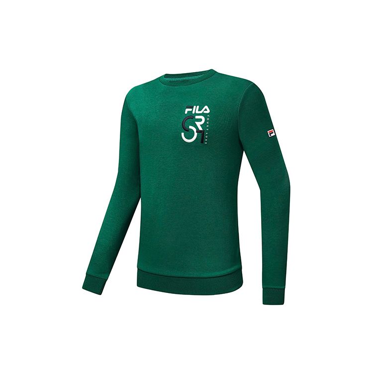 

FILA Athletics вышитый логотип спортивный трикотажный свитер с длинным рукавом мужская толстовка куртка-зеленый A11M313207F-GN L