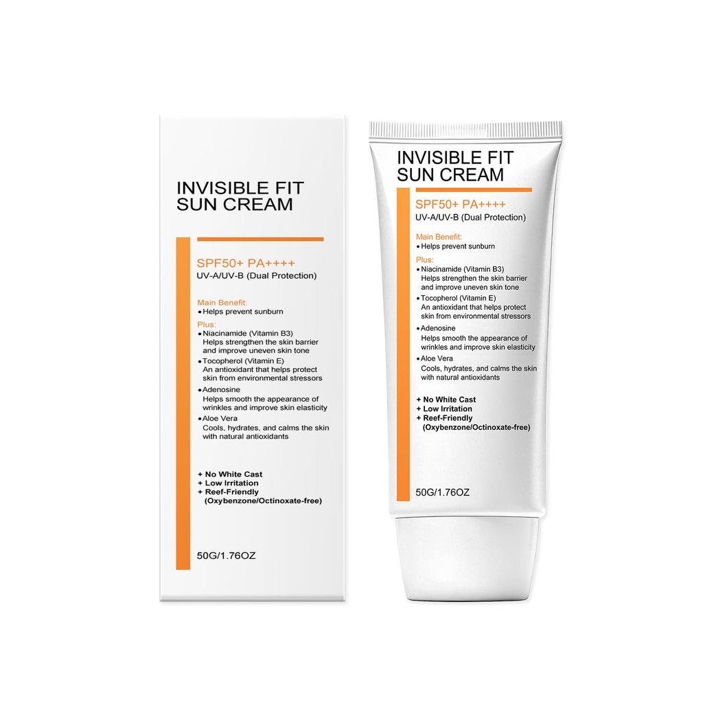Niacinamide Sunscreen Hydrating Invisible Fit UVA UVB Dual Protection Lightweight Gentle Facial Cream for All Skin Types Daily Outdoor Use