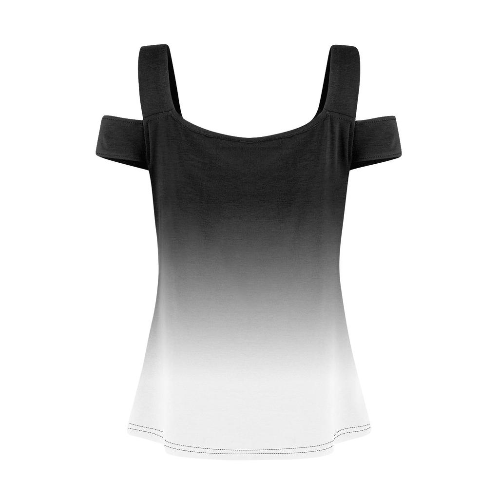 Dámské ležérní topy bez ramínek s krátkým rukávem a výstřihem do V, potištěná trička