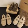 Gentle Fairy Wind Round Head Word with Lamb Wool Shoes Female Autumn and Winter Wear Flat-bottomed Pregnant Women Warm Bean Cotton Shoes