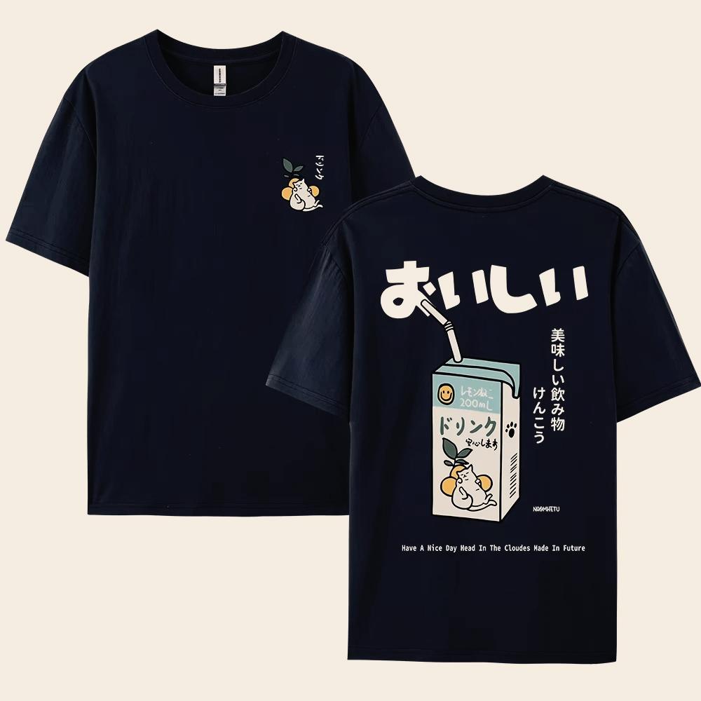 

2025 Cute Japanese Cat Print Oversized Men Women Short Sleeve Loose Casual Tee Shirt Streetwear Tops Cotton Harajuku Clothing 4XL