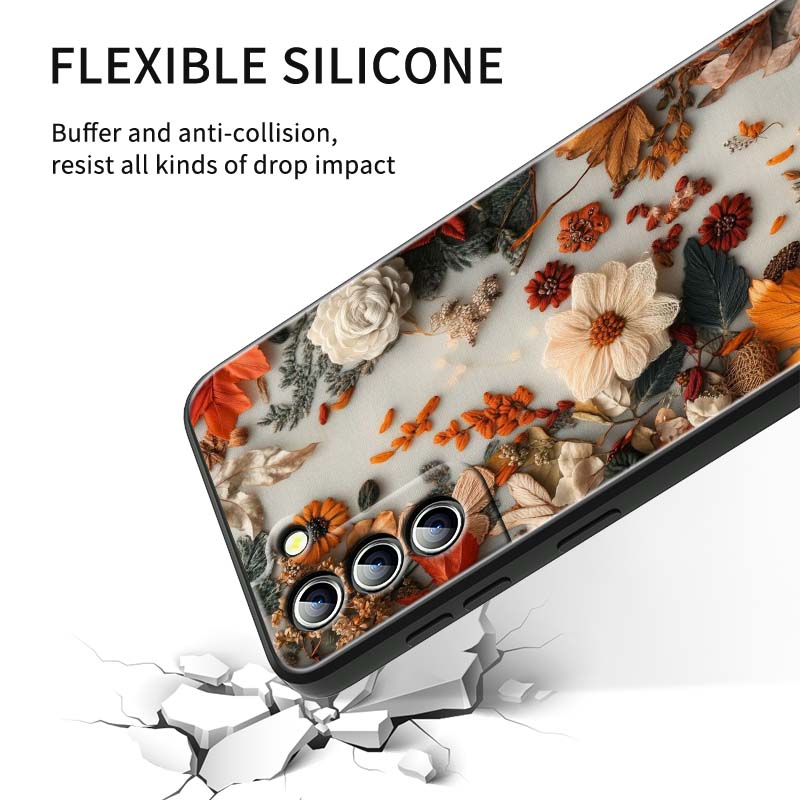 Butterfly flower pattern Phone Case For Samsung Galaxy S26 S25 S24 S23 S22 S21 S20 Ultra Plus FE 5G Black Soft TPU