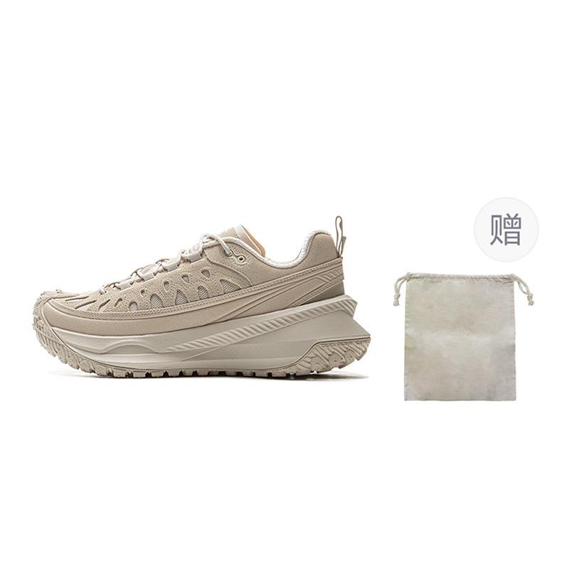 Li Ning Slip Resistant Abrasion Resistant Low top Casual Shoes Unisex Khaki AZGU083-5