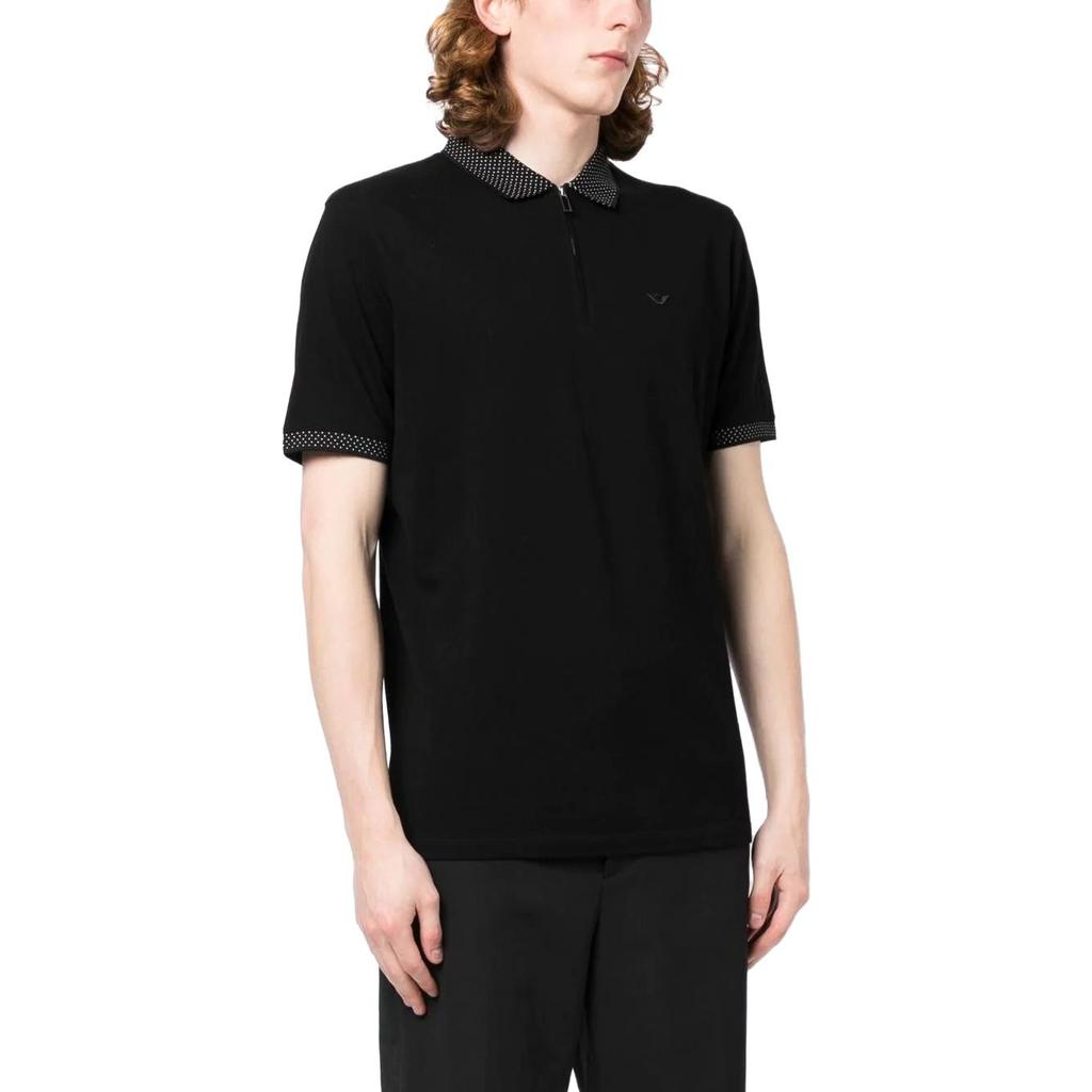 Emporio Armani SS23 Logo Embroidered Pullover Short Sleeve Polo Shirt Men Polo Shirts Black 3R1F75-1JTKZ-999