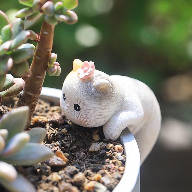 Cartoon Cat Fish Tank Ornaments: Creative Aquarium Decorations & Flower Pot Accessories