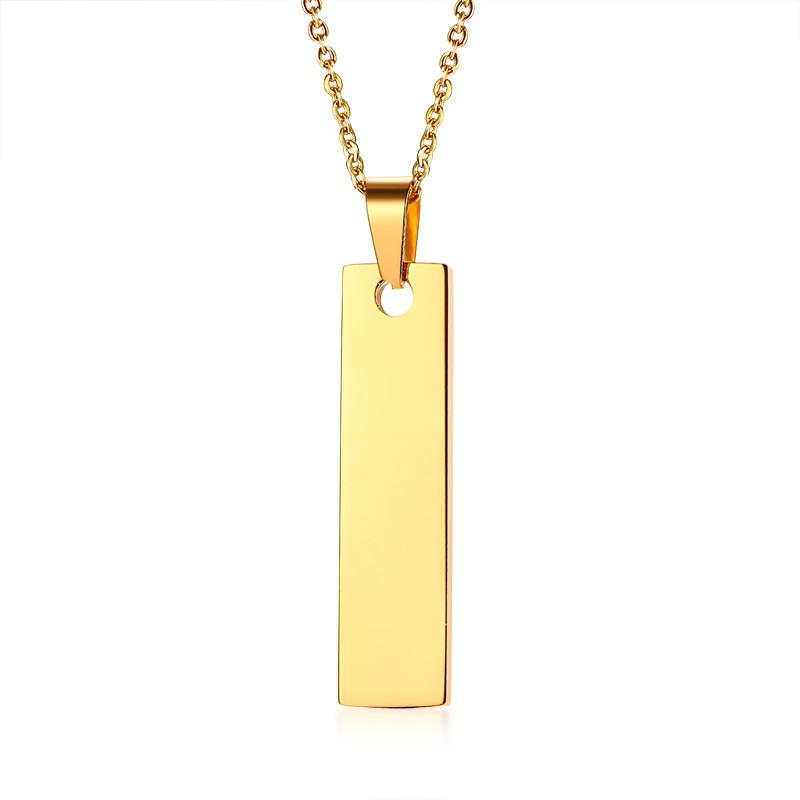 Personalized Women Bar Necklaces Pendant Custom Name Stainless Steel Charm Female Collar