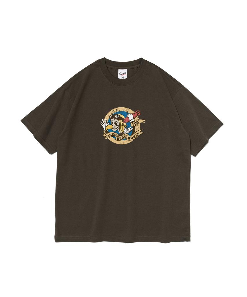 CARGOBROS FOR WOMAN Eagles Cartoon Graphic Short Sleeve T-Shirt (Khaki)