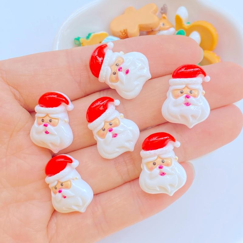 20 Stück Niedlicher Weihnachts-Schneemann, Weihnachtsmann, Lebkuchenmann, Weihnachtsbaum, Flache Rückseite, Harz, Scrapbooking, DIY, Schmuck, Dekoration, Zubehör